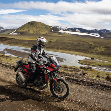 Africa Twin side on dynamic with rider